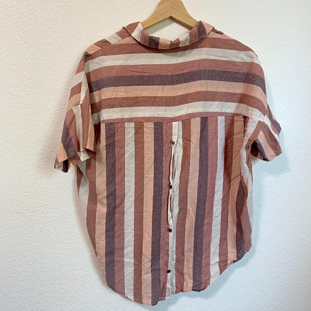 Madewell Striped Blouse in Brown and Cream - Picture 6 of 9